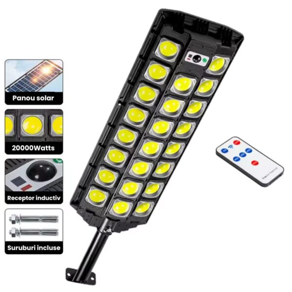 Lampa solară, Telecomanda inclusa, 3 moduri de iluminare, 74 x 18 x 5 cm, EN GROSS