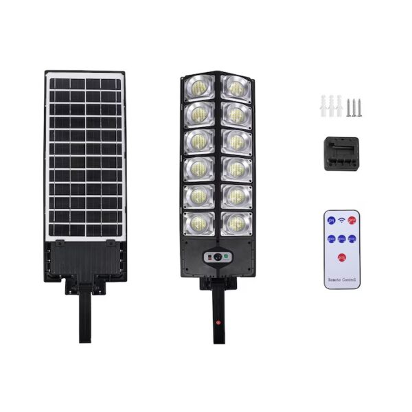 Lampa solara stradala cu senzor de miscare si telecomanda, alb rece, set montaj, EN GROSS